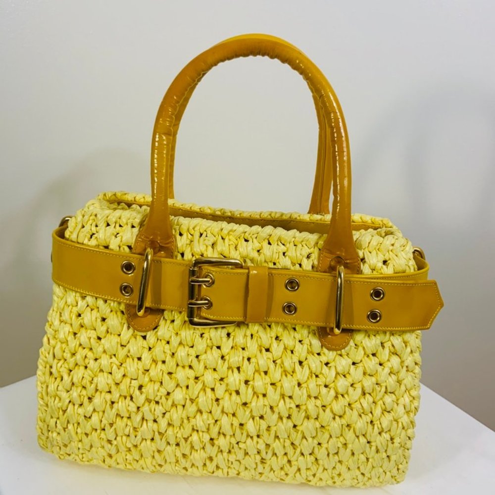 Vintage Italian Rodo Leather Raffia Purse … - Picture 1 of 11